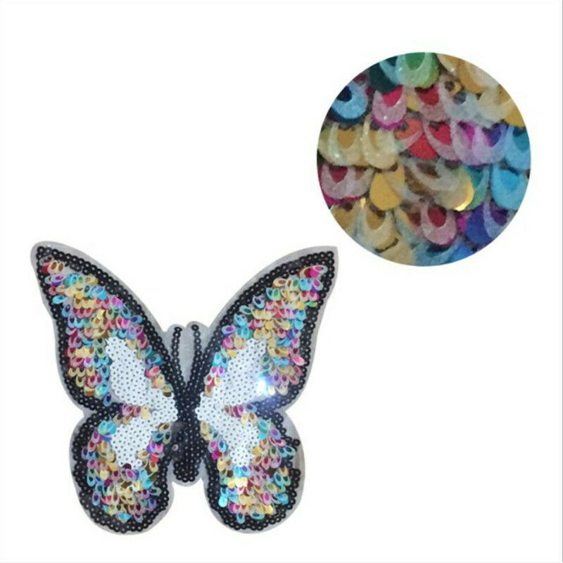 1pc Butterfly Sequins Patch Sew on Applique Badge Clothes Bags DIY Accessories