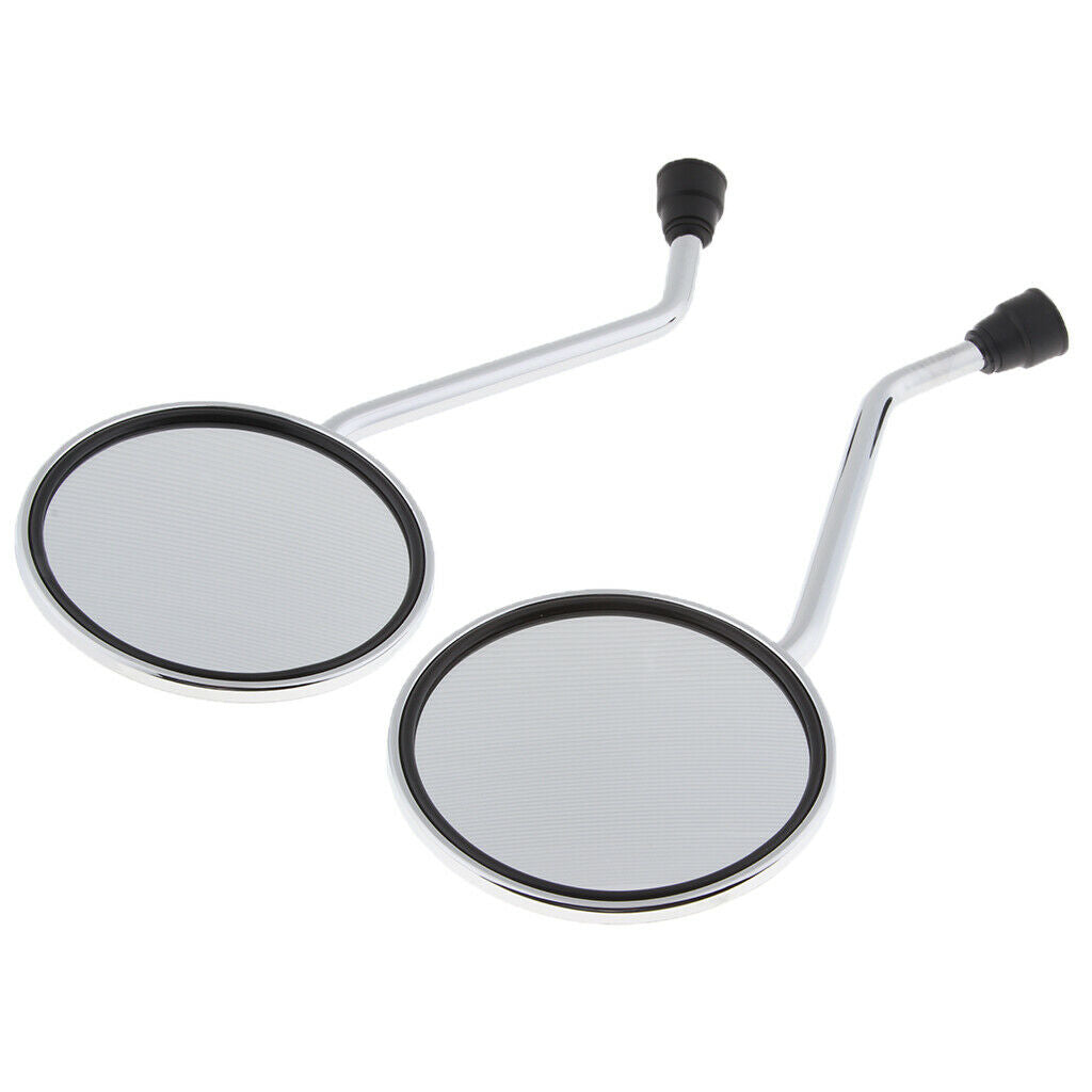 1 Pair Chrome Motorcycle Handlebar Round Rear View Side Mirror 10mm