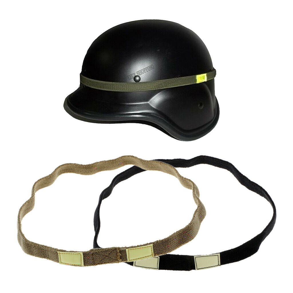 2x Elastic Reflective Camo Strap Helmet Band For M88 MICH 58cm Black&Sandy