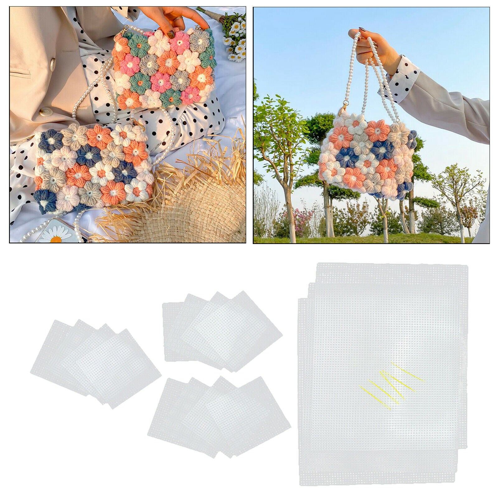 20Pcs/Set Square Plastic Canvas Sheets for Embroidery Yarn Crafting Crochet