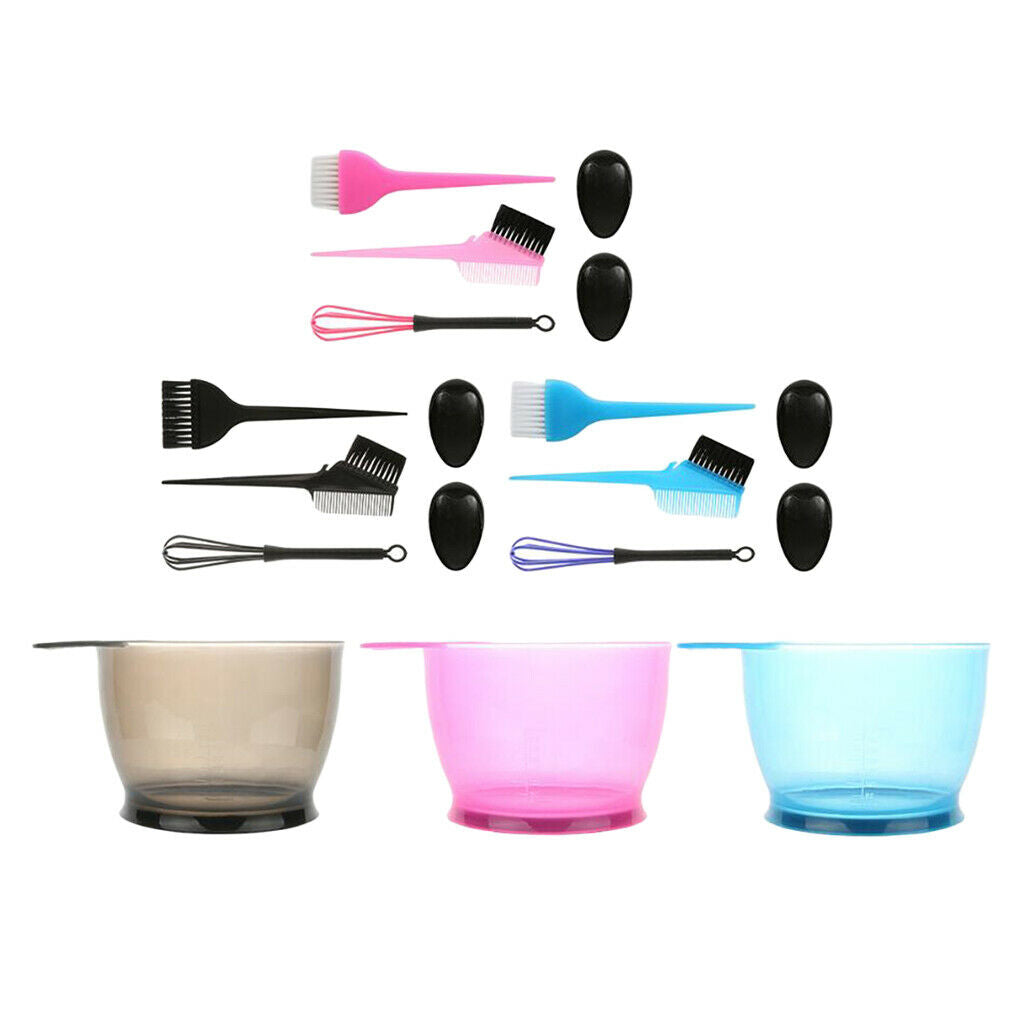 3 Sets Hair Coloring Brush Bowl Set Hair Color Brushes Comb Mixing Bowl