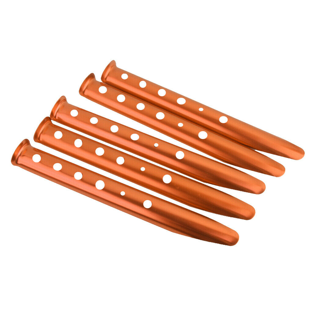 5pcs Orange Metal Ground Nails Pegs Stakes for Camping Hiking Trip 31cm