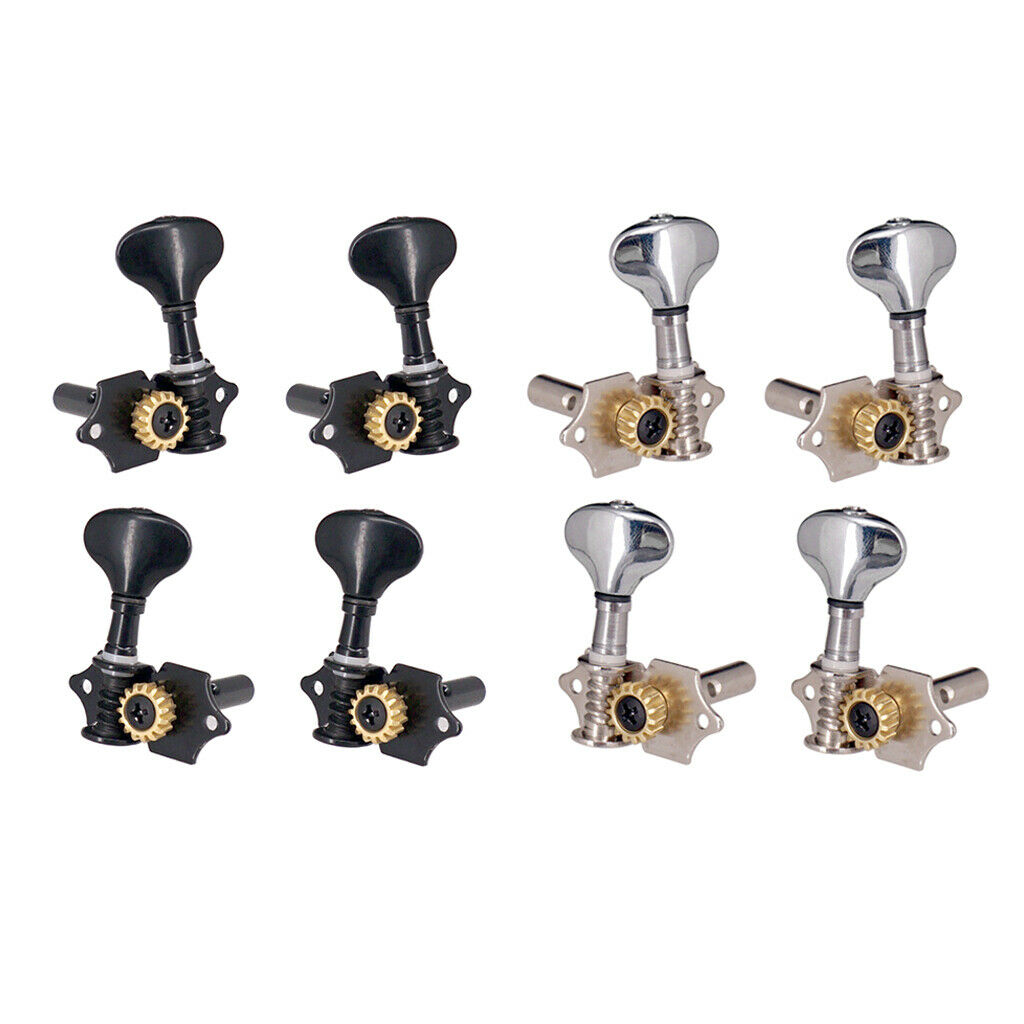 4pcs 2R2L String Tuning Peg Gear Electric Ukulele Tuner Machine Heads Black