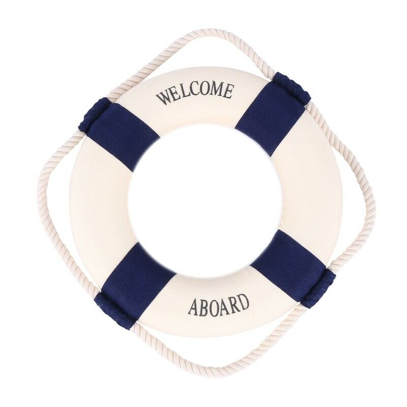 Decorative Welcome Aboard Nautical Lifebuoy  Wall Hanging Home Decoration (BluM5