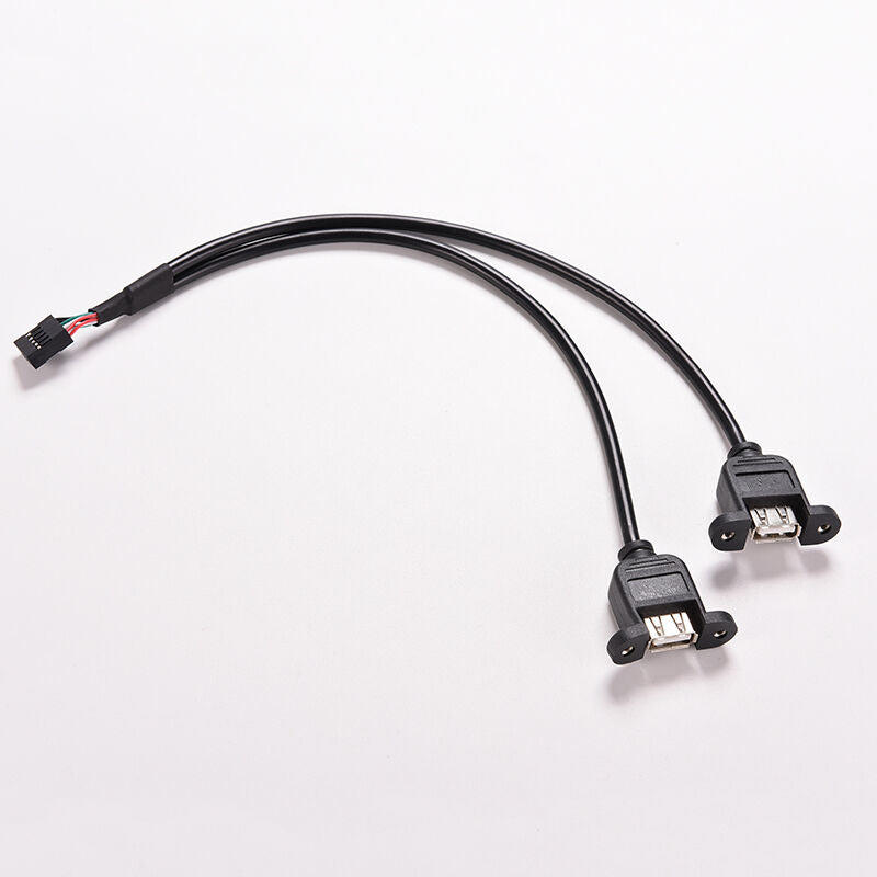 New Black 30cm/1FT 2 Port USB A Female to Internal 9 Pin Header Adapter C.l8