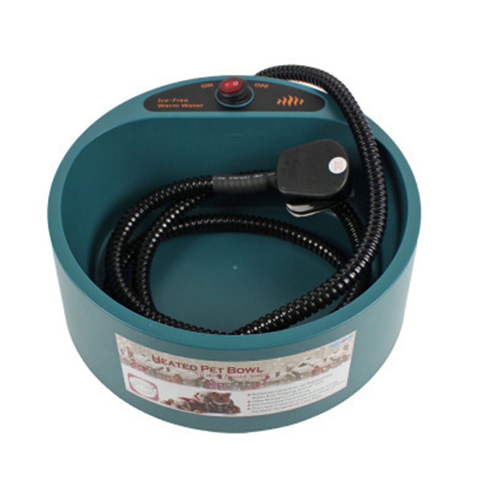 EU Plug Electric Heated Drinking Bowl Dog Pets Heated Food Water Dish Safe Bowl