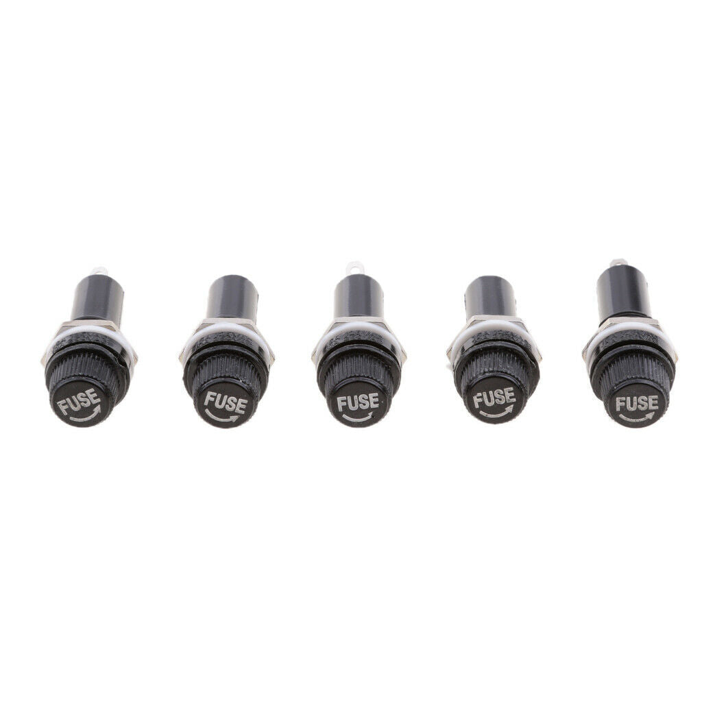5pcs Panel Mounted Screw Glass 6x30mm Fuse Holder Black Car/Truck/Boat