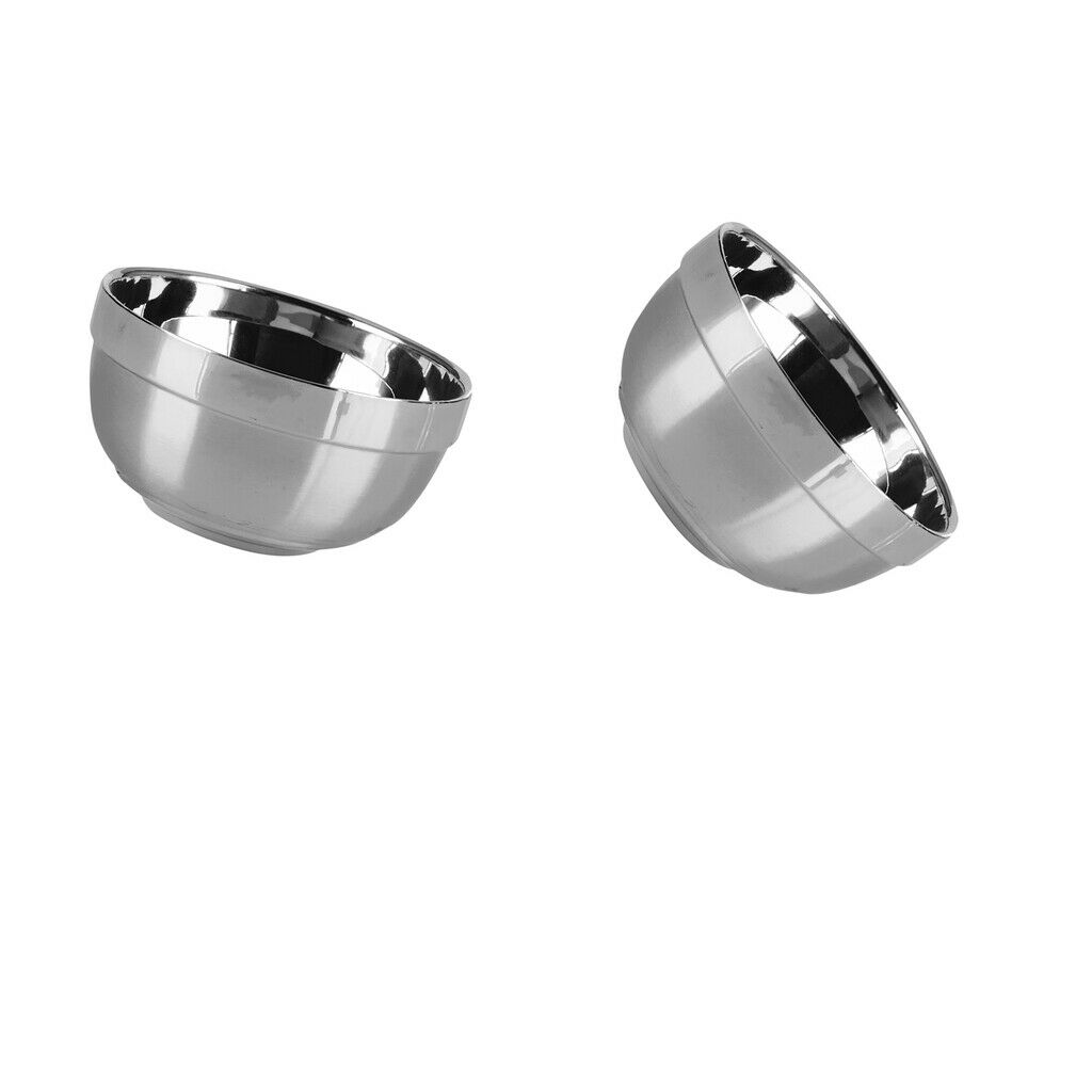 2Pcs Stainless Steel Bowl Set Double-walled Insulated Metal Snack Bowls