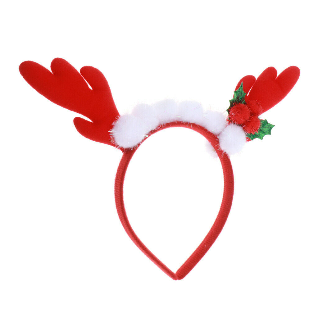 Christmas Headband Reindeer Antler Hair Hoop Christmas Costume Party Red