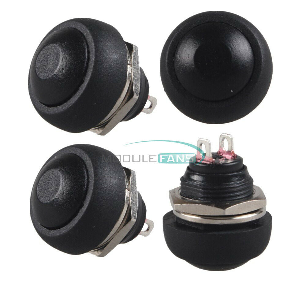 10Pcs Black 12mm Waterproof Momentary ON/OFF Push Button Mini Round Switch