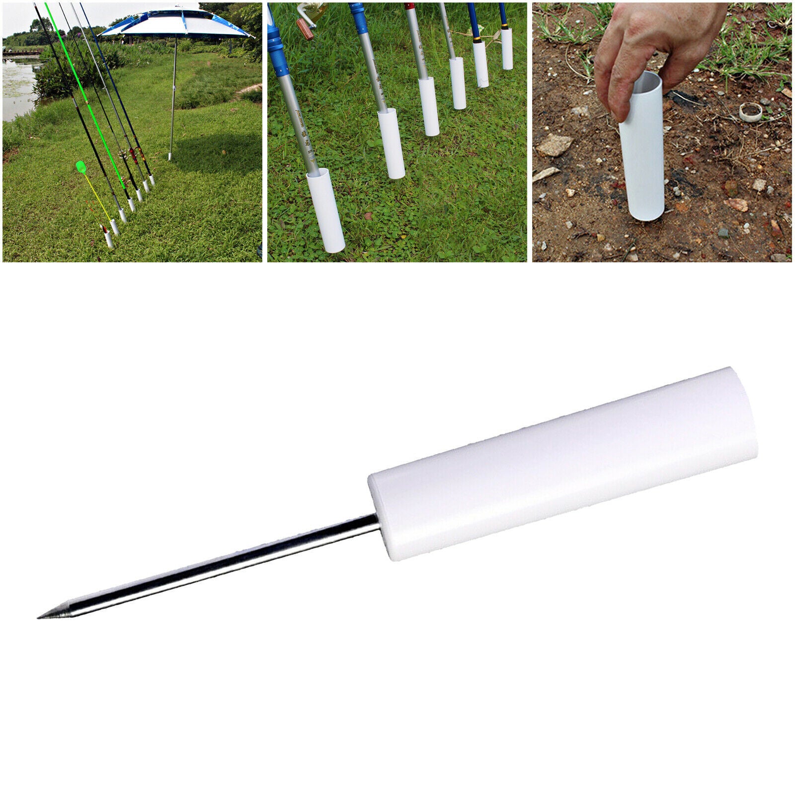 Fishing Rod Pole Holder Insert Ground Reinforced PVC Detachable Fishing