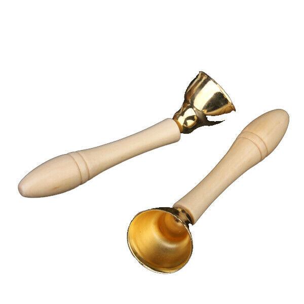 2pcs Mini Golden Bell Musical Toys with Wooden Handle for Kids