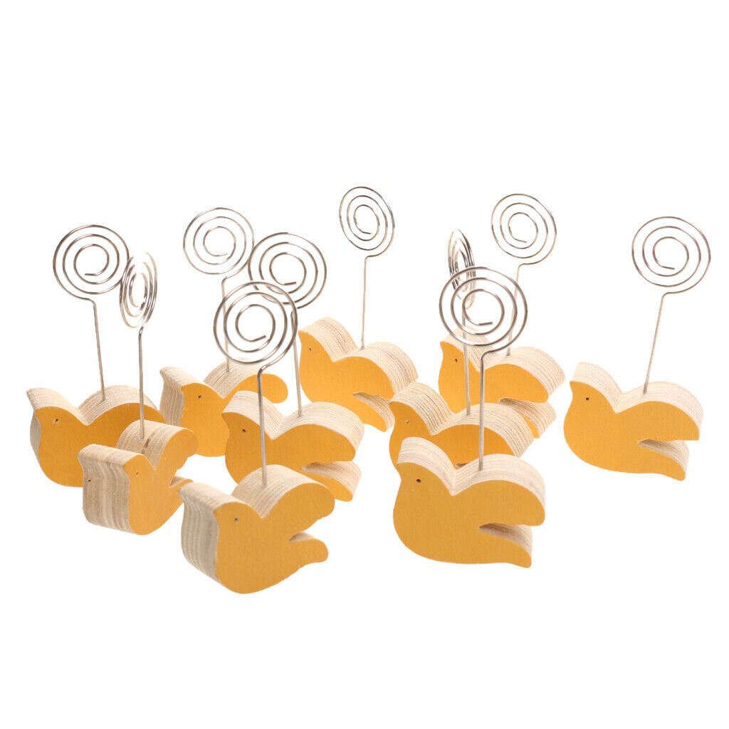 10pcs Wooden Peave Dove Memo Holder Notes Cards Wire Clip Photo Organizer