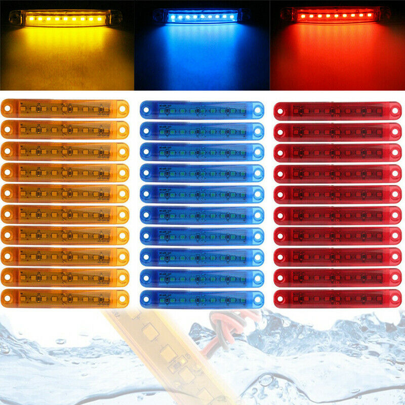 30Pcs 9 LED Bus Truck Trailer Side Marker Indicators Lights Waterproof Wide Side