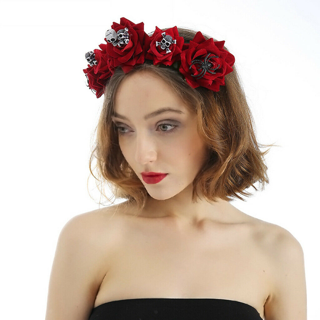 Rose Flower Floral Hair Crown Headband Halloween Day of the Dead Party Headdress