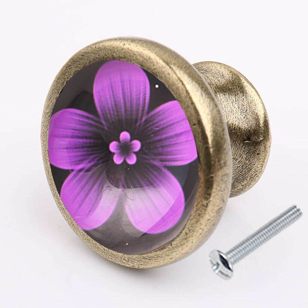 Flower Door Knob Cabinet Drawer Closet Bin Cupboard Handle Hardware Decor 4#