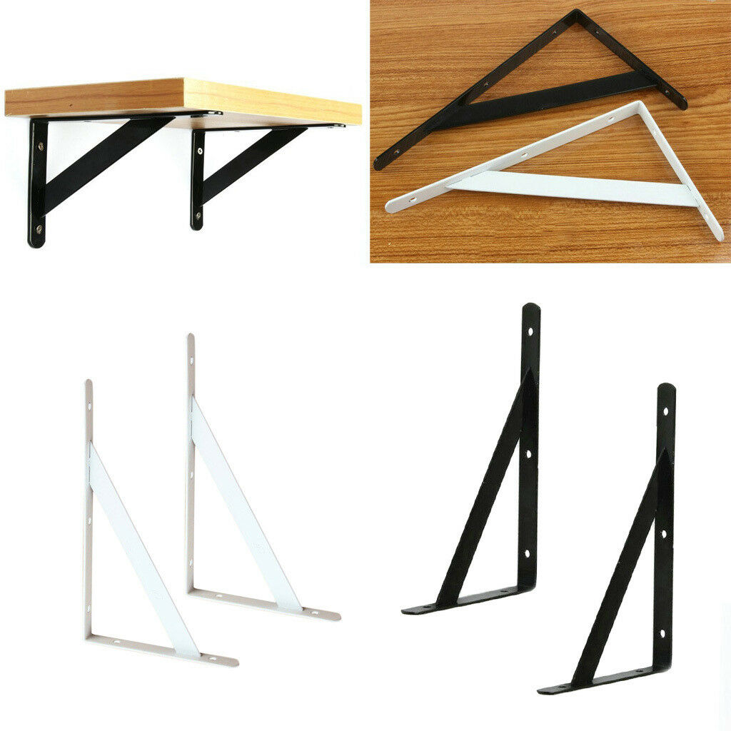2x Heavy Duty Wall Rack Shelf Bracket Support Plank Holder 40cmx25cm Black