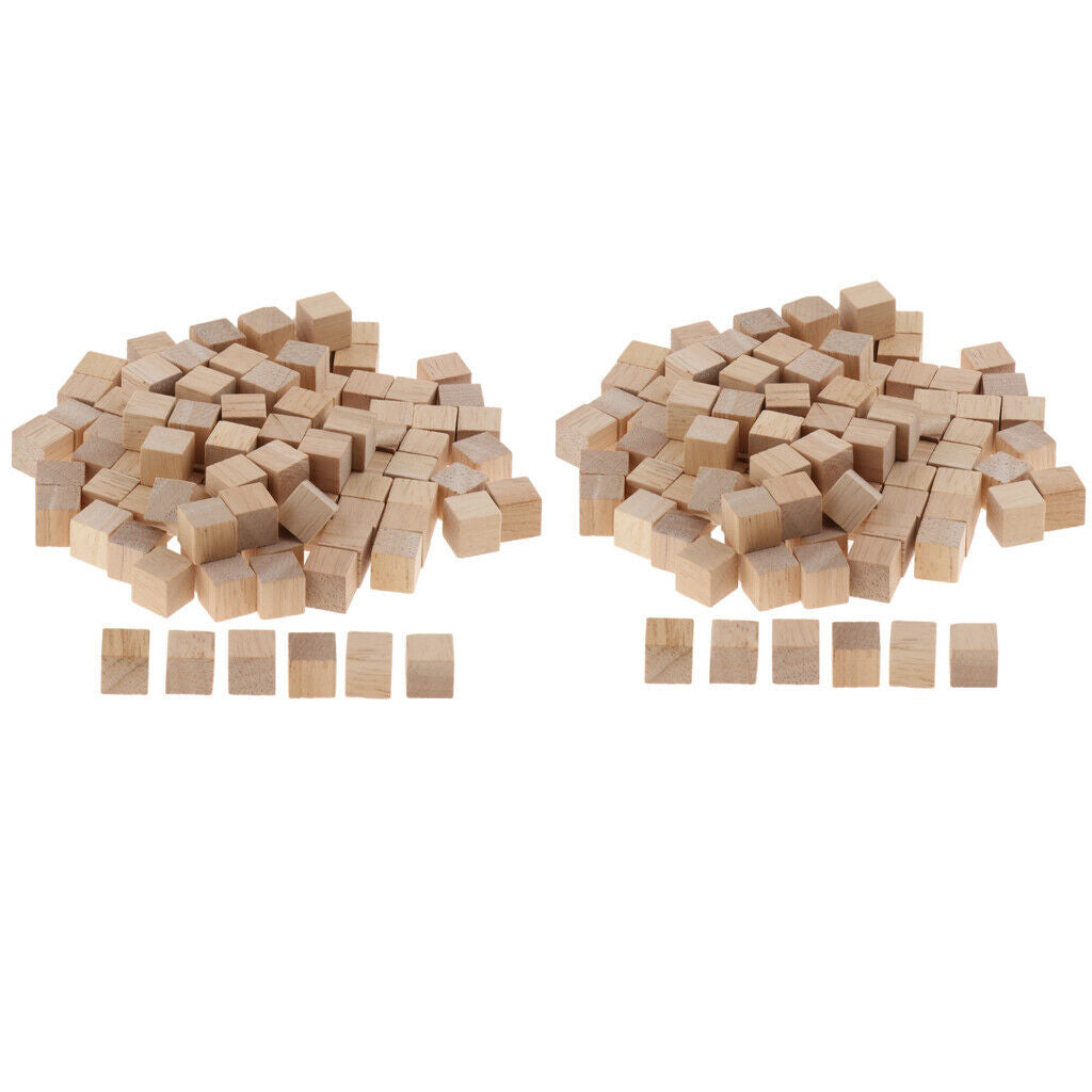 200 Pieces of Construction Wooden Natural Cubes Square Blocks
