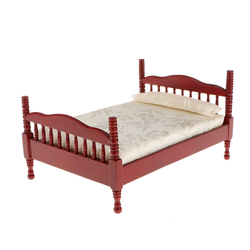 3 lot 1:12 Scale Miniatures Bedroom Furniture Double Bed Dresser Closet Set
