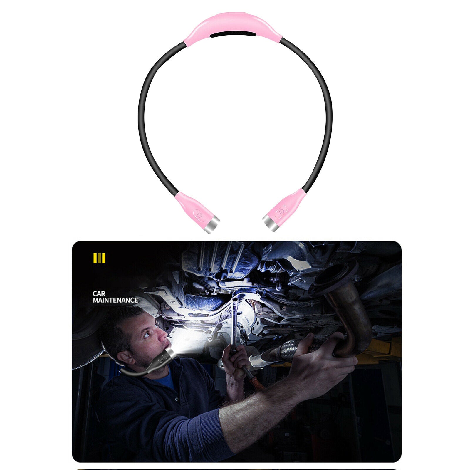Hands Free Reading Book Light Over Neck Rechargeable Neckband Bed Lamp Pink