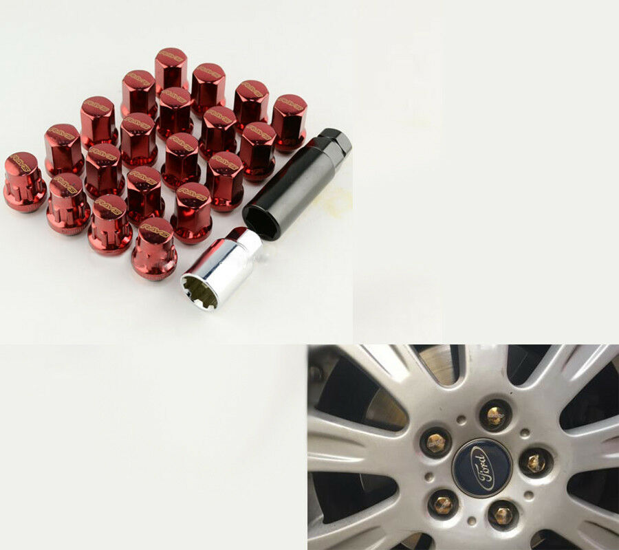 20pc Red Alloy Steel M12 X1.5 Racing Car Modified Wheel Screws Rims Lug Nuts Kit