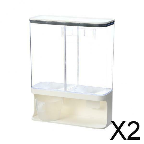 2X Bucket Container Dry Food Dispenser Kitchen Countertop Wall Mounted 3000ML