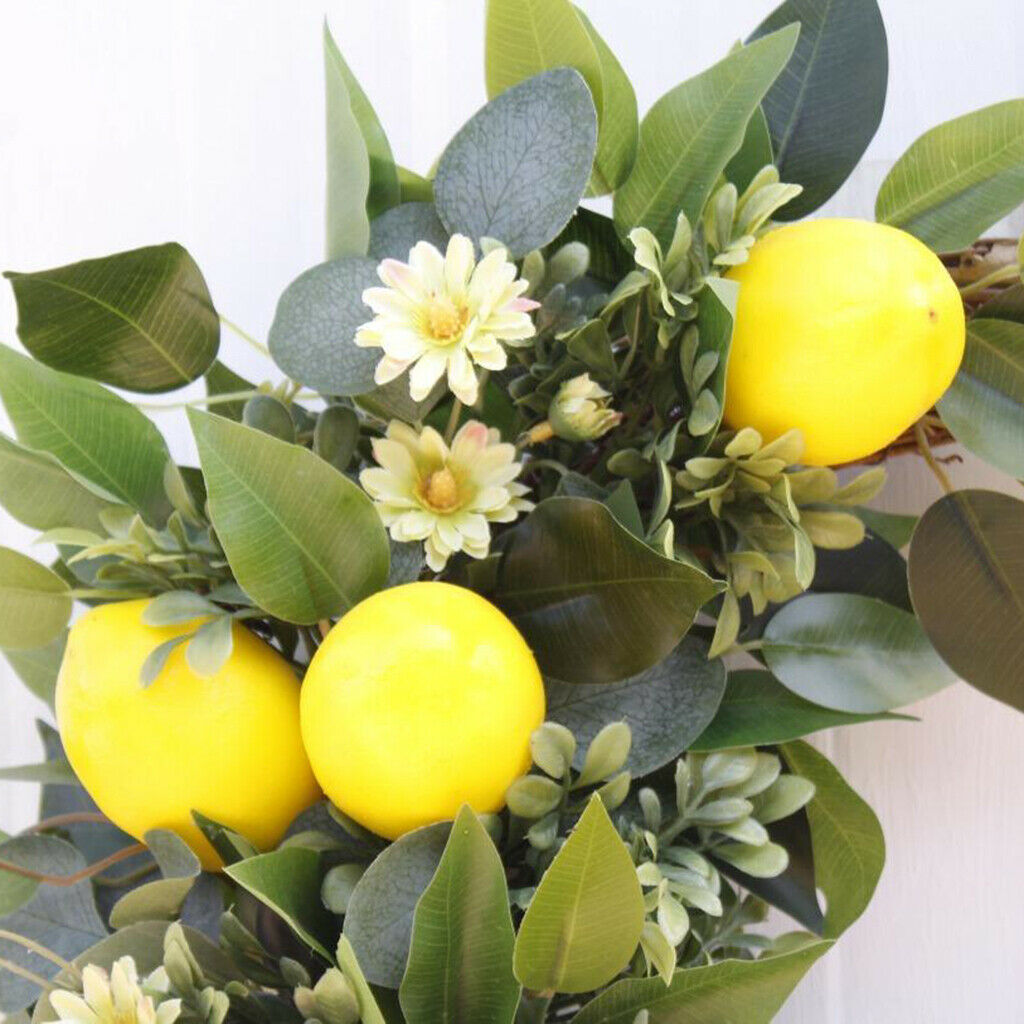 Front Door Wreath 19.69 Inch Artificial Lemon Wreath for Farmhouse Decor