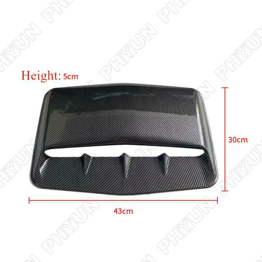 Universal Decorative Air Flow Intake Hood Scoop Vent Cover Carbon Fiber Look ABS