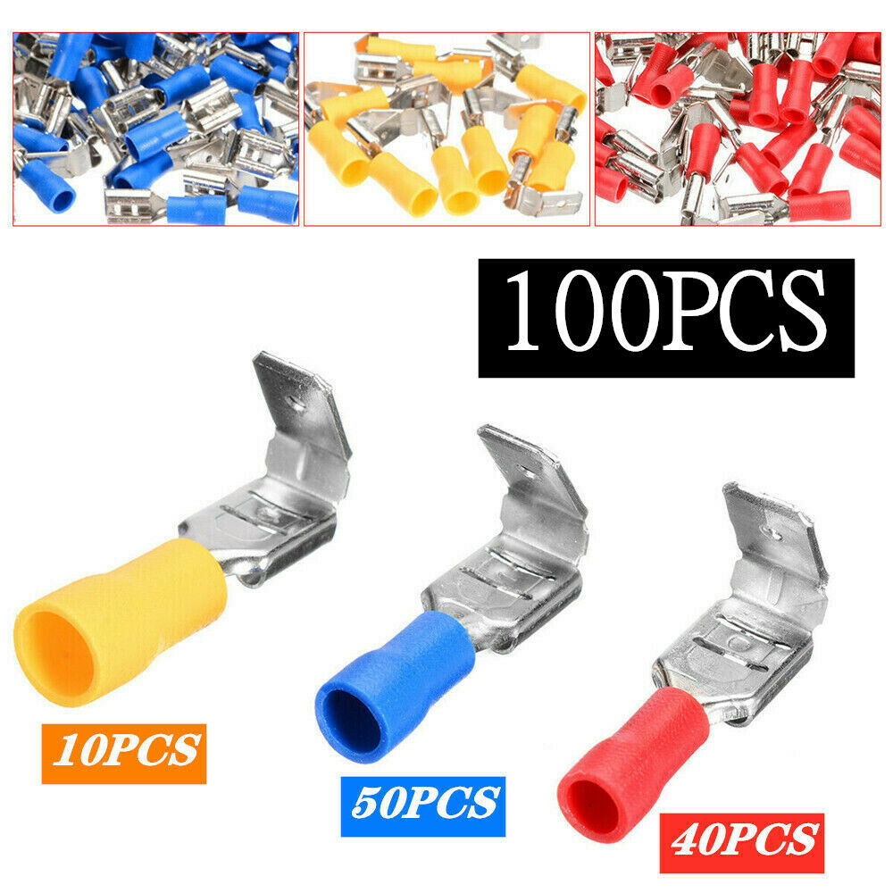 100PCS Red&Blue&Yellow Piggyback Insulated Spade Crimp Terminal Connectors
