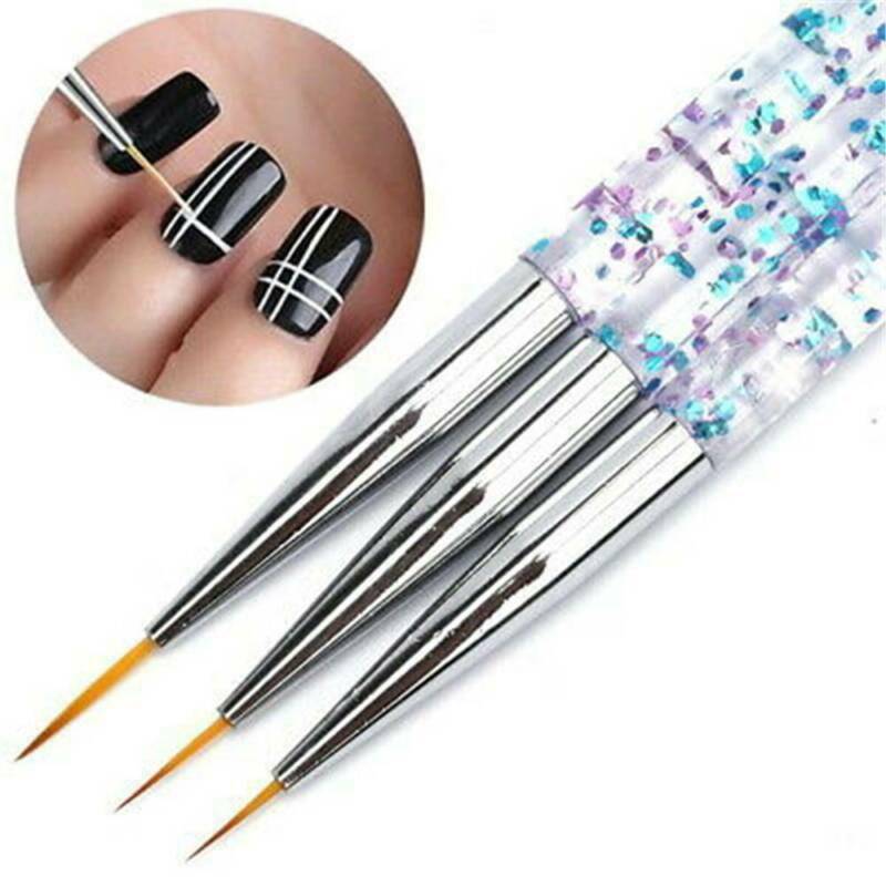 3Pcs/set Nail Art Gel Design Pen Painting Polish Brush Dotting Drawing Tools Kit