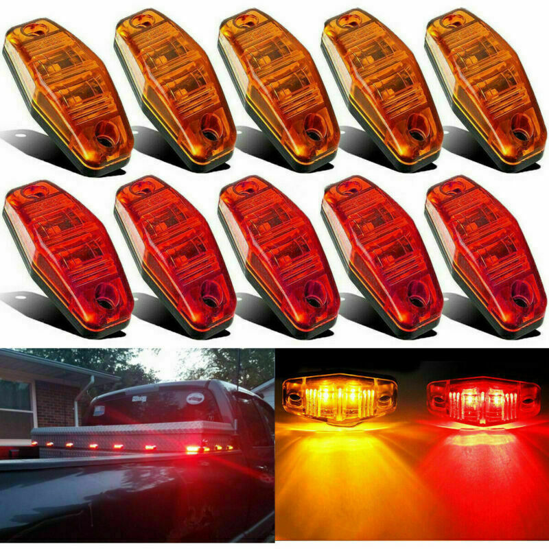 10x Red Amber LED 2.5â€ Side Marker Lights Truck Trailer Camper RV Waterproof 12V
