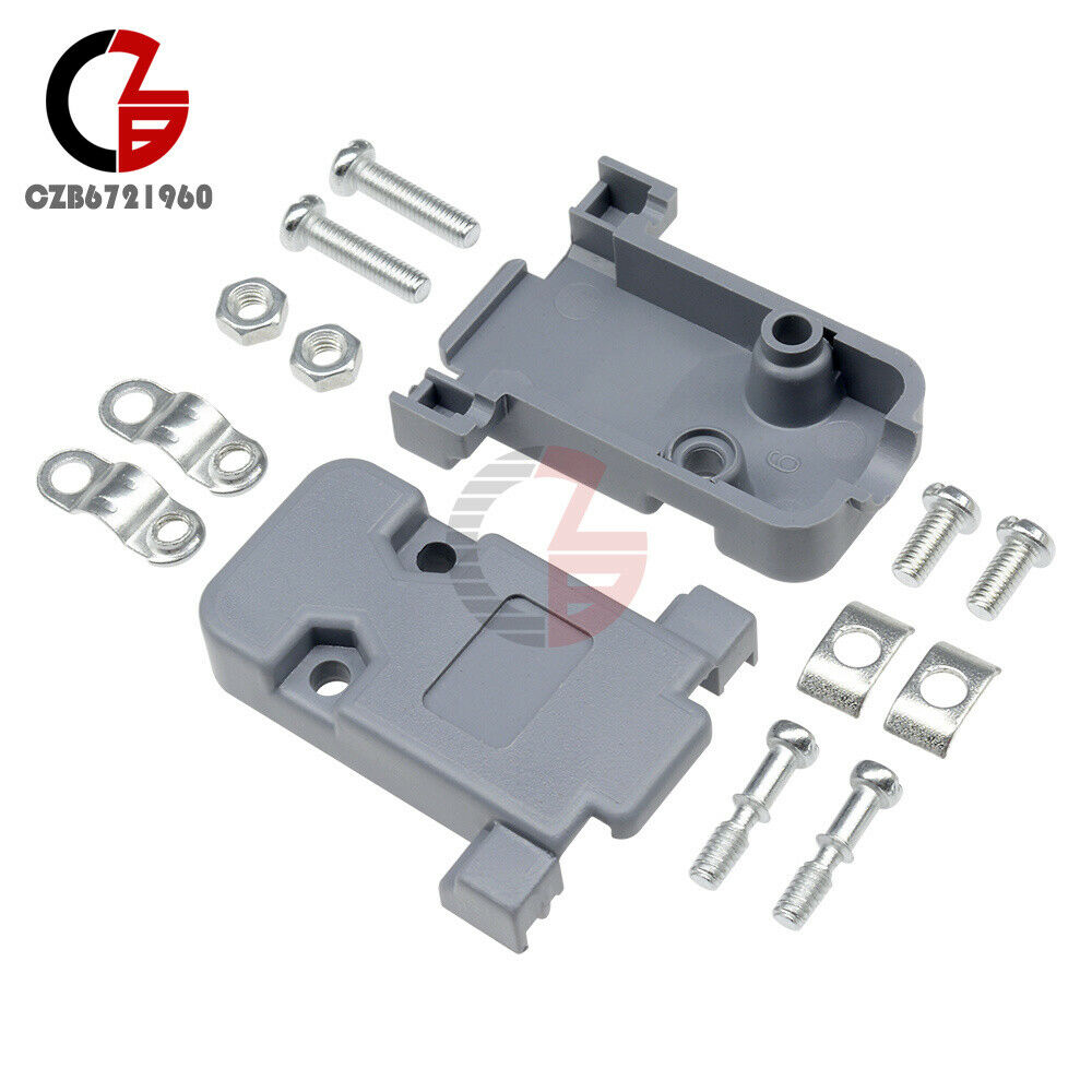 2PCS Grey D-Sub DB9 9Pin Plastic Hood Cover for 9 Pin or 15 Pin Connector