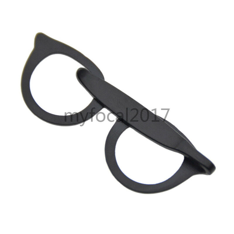 Mens Accessory Tie Bar Pin Clip Black Round Glasses Shape Jewelry Necktie Clip