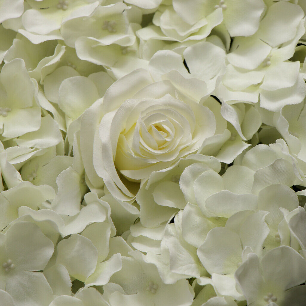 Artificial Hydrangea Rose Peony Silk Flower Wall Panels Background White