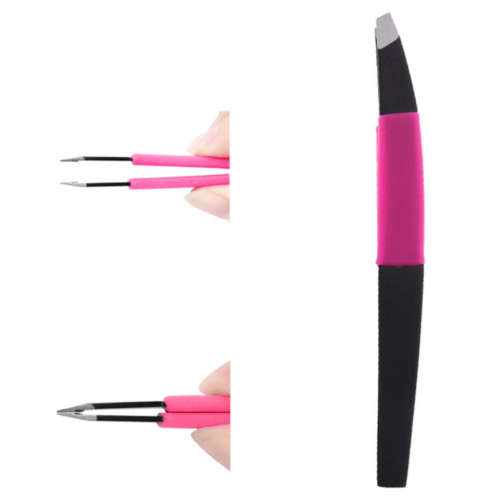 Eyelash eyebrow hair lady make up removal slanted stainless steel tweezer.l8