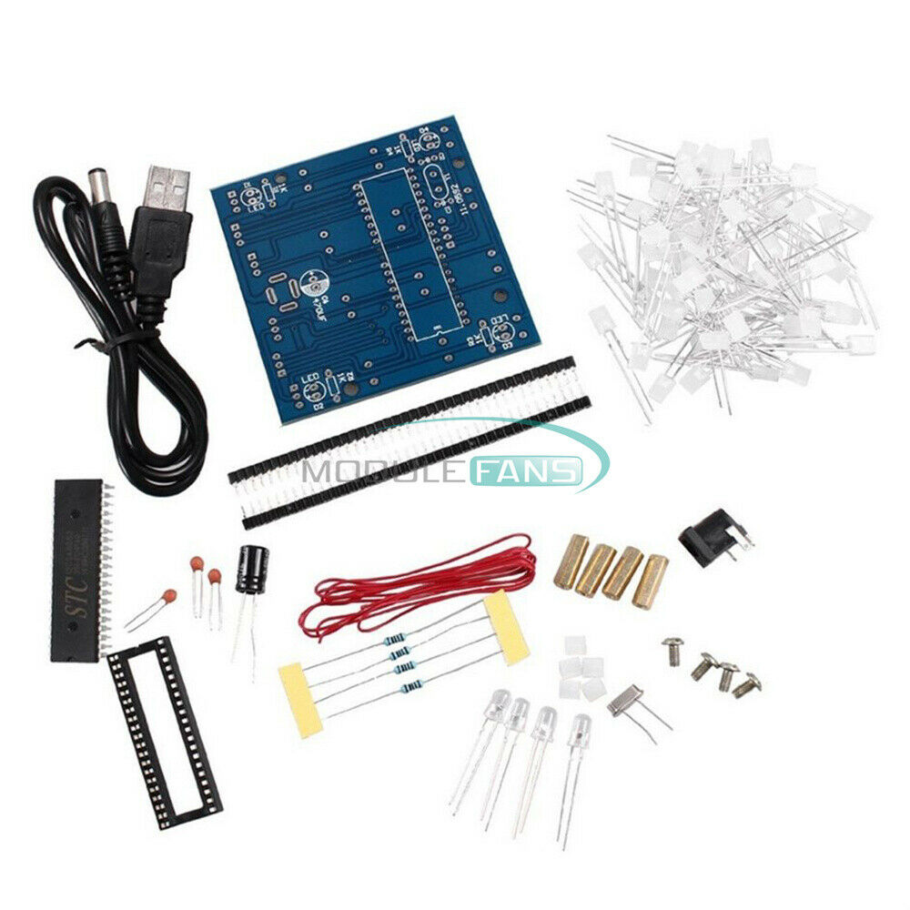 4x4x43D LED Light Squared 2*5*7MM LED Cube LED Red+Blue Ray DIY Kit
