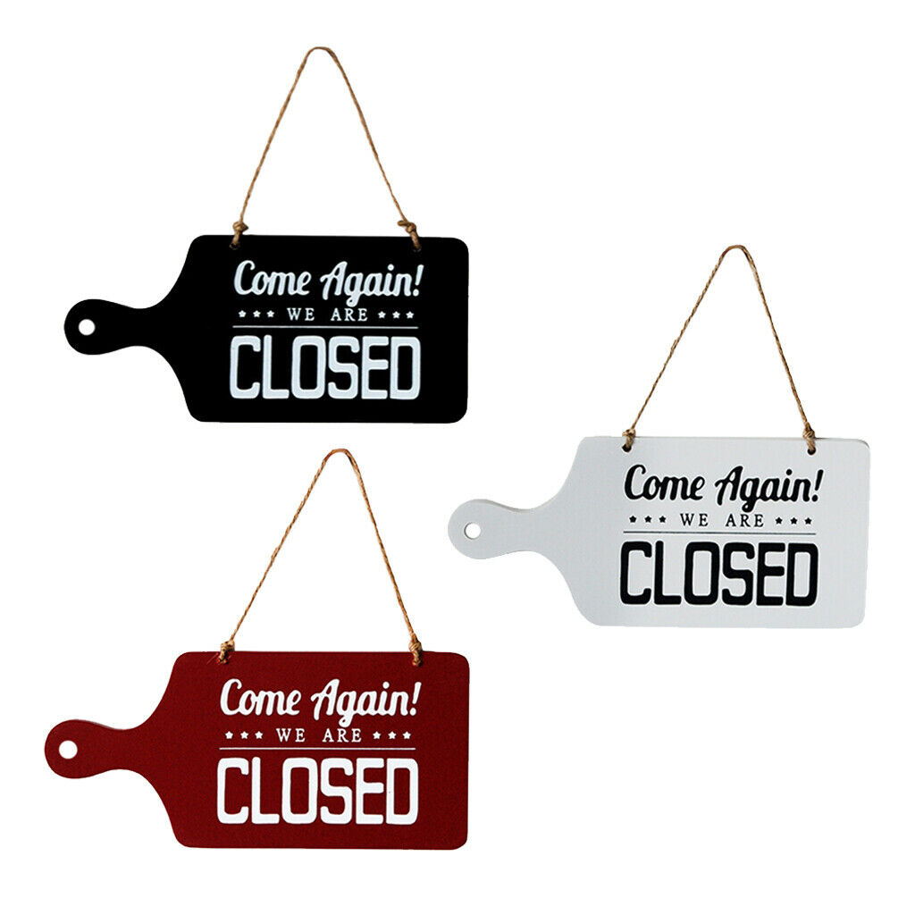 3Pcs OPEN CLOSED Double-Sided Wooden Plaque Sign Door Hanging Plaque - Red &