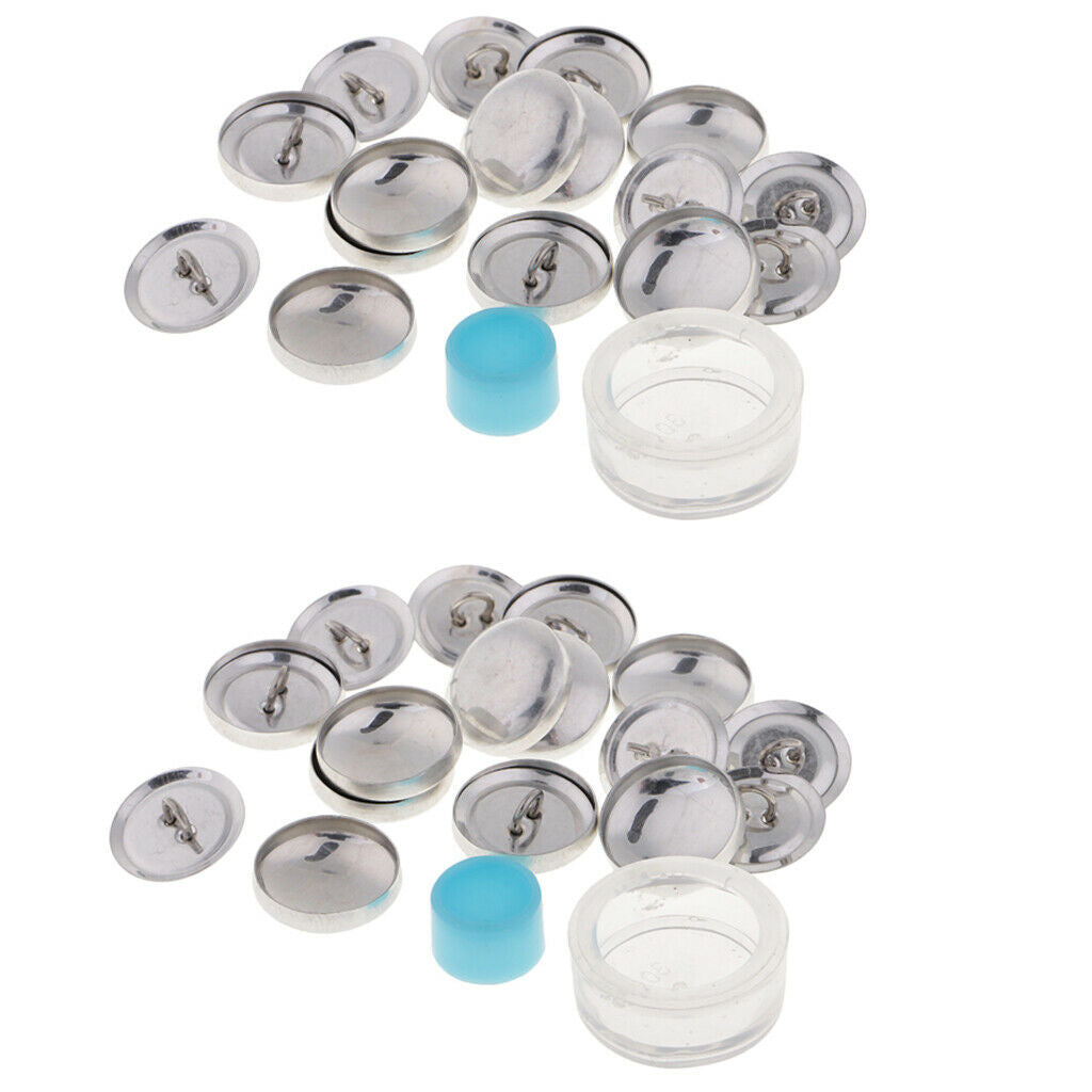 20pcs Aluminum Self Cover Button Metal Flat Back 20mm Shank Back And Tools