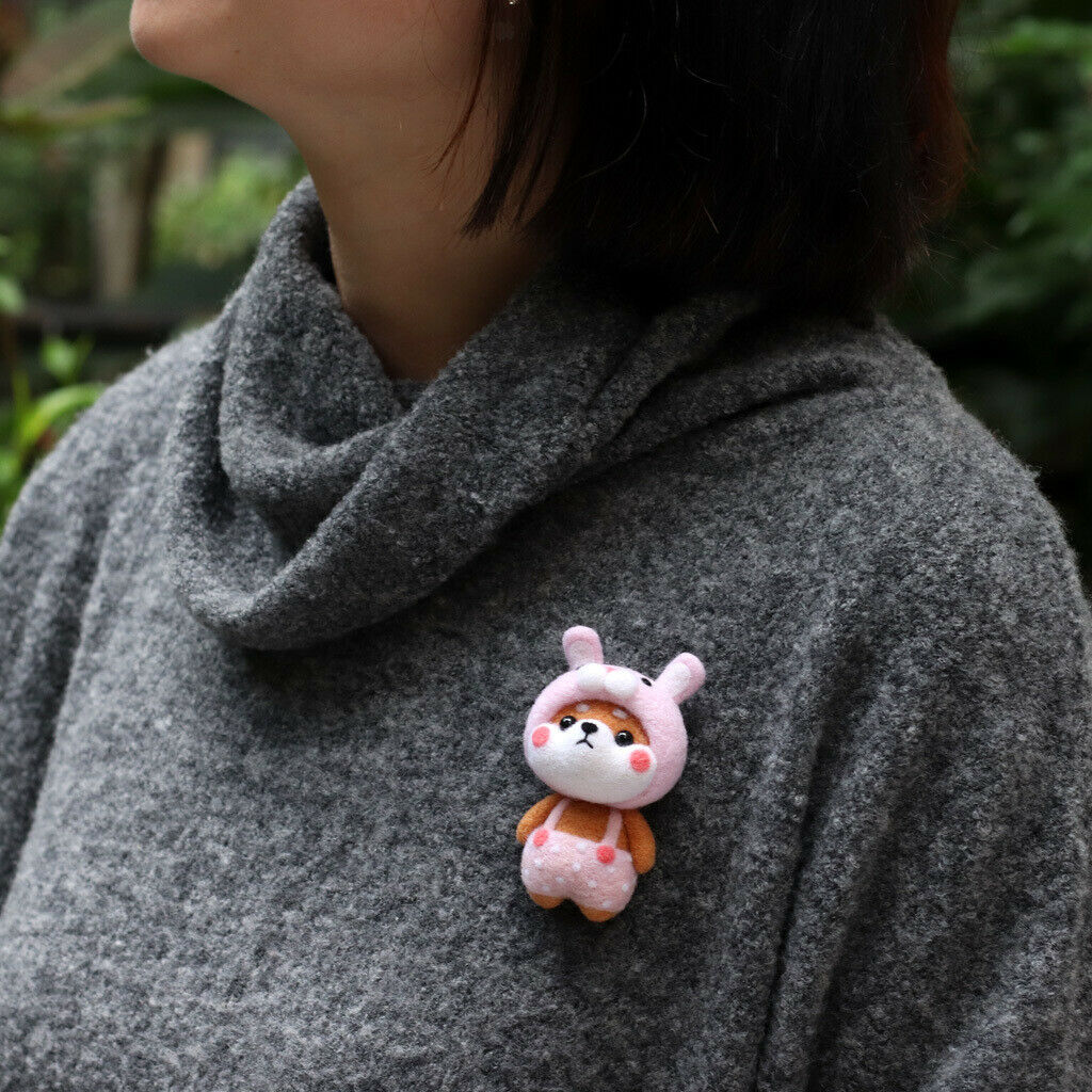 Cute Needle Felting Kits with Basic Tools Wool Costume Phone Keyring Pendant