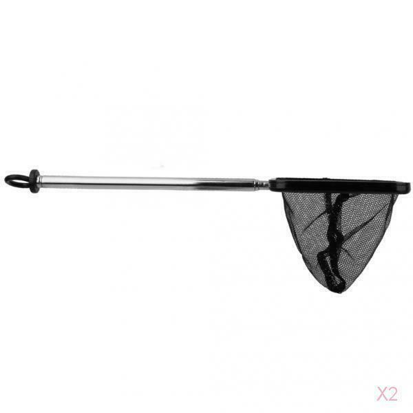 2 x Square Aquarium Shrimp Small Betta Tetra Fish Tank Net W.Retractable Handle