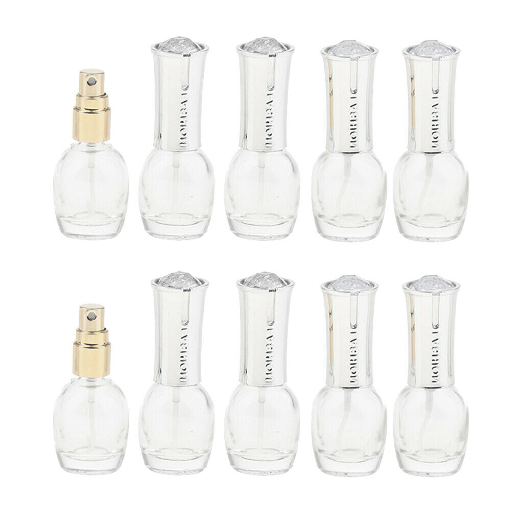 10 Pack Travel Empty Glass Essential Oil Perfume  Spray Bottles 10ml