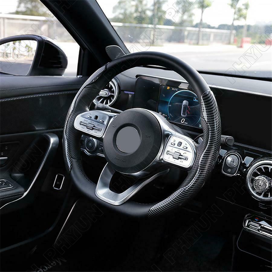 Carbon Fiber Style Car Interior Steering Wheel Booster Cover 40cm Universal