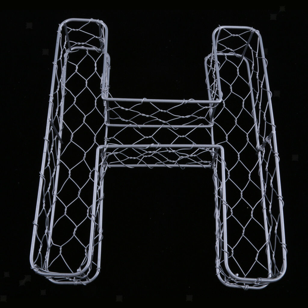 Letter Style Wall Art Metal Iron Frame Wire Wreath Metal Planter Craft DIY H