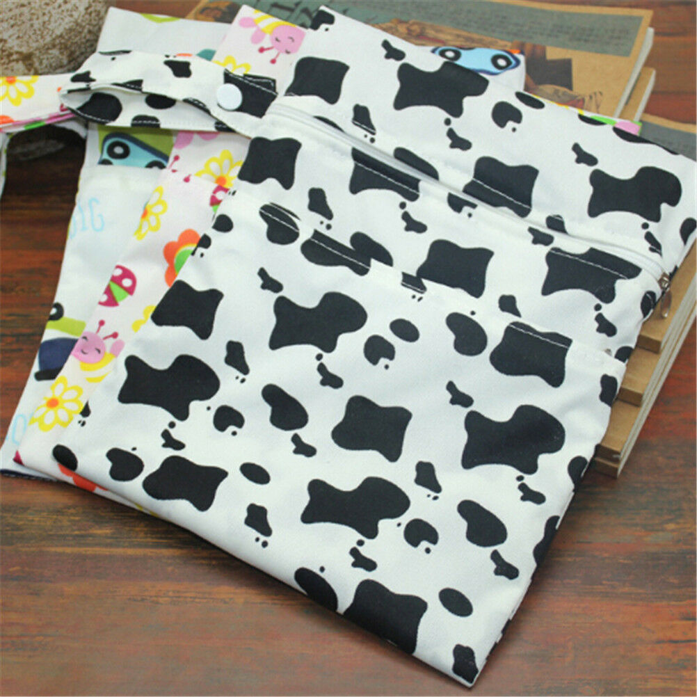 Wet Dry Bag Baby Cloth Diaper Nappy Zipper Bag Reusable With Two Pockets  Td Kt