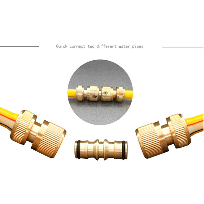 Brass Straight Quick Connector Double Nipple Water Hose Repair Joint 16Mm Joint
