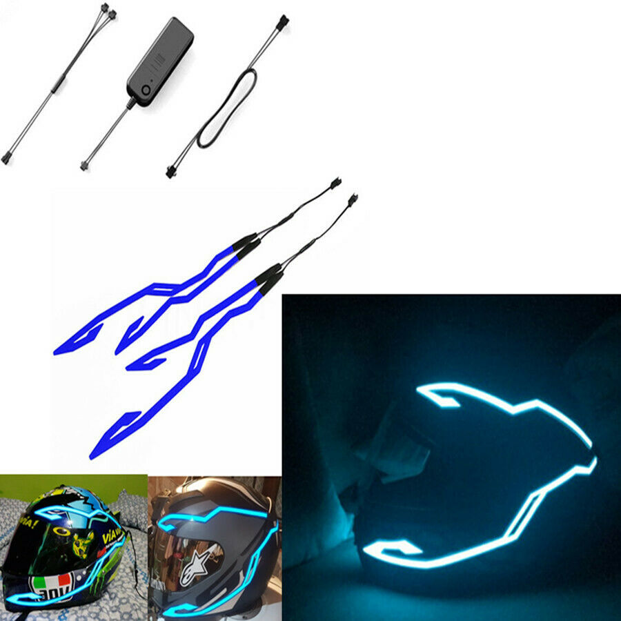 4pcs Motorcycle LED Night Riding Signal Helmet EL 4 Mode Helmet Cold Light Strip