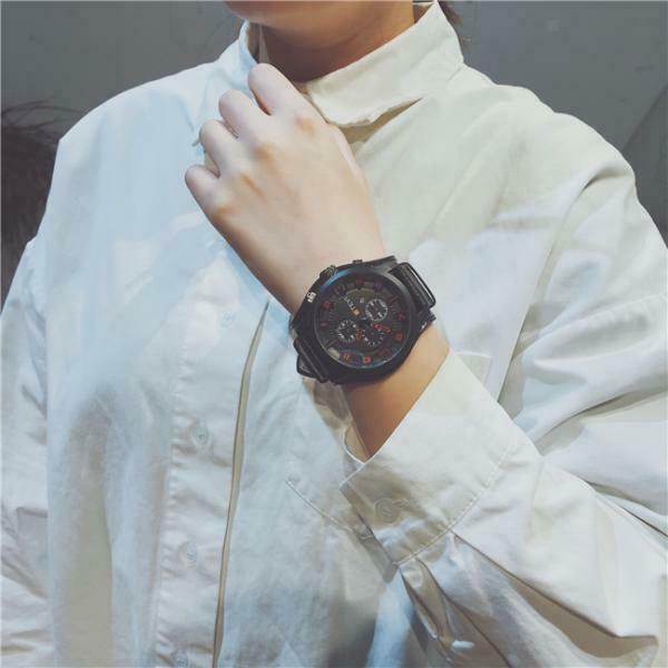 Mens Outdoor Waterproof Calendar Watch Quartz Leather Wristwatch Black