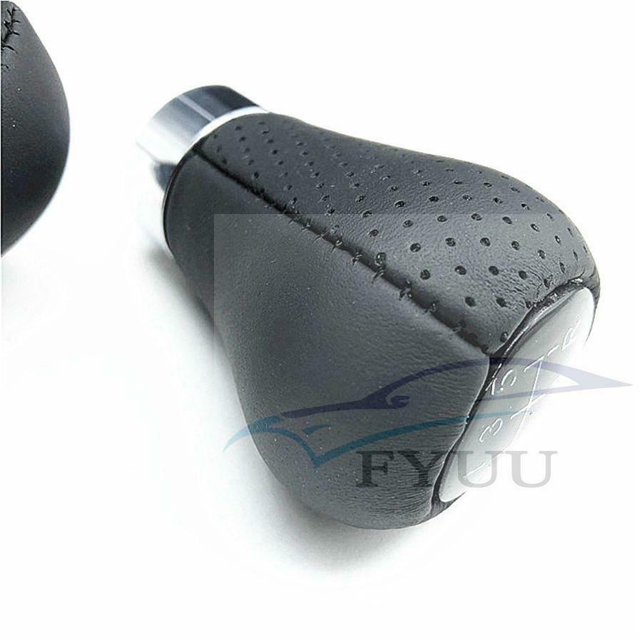 1x Leather 5 Speed Car Gear Shift Knob Stick Lever Grip Manual Shifter Universal