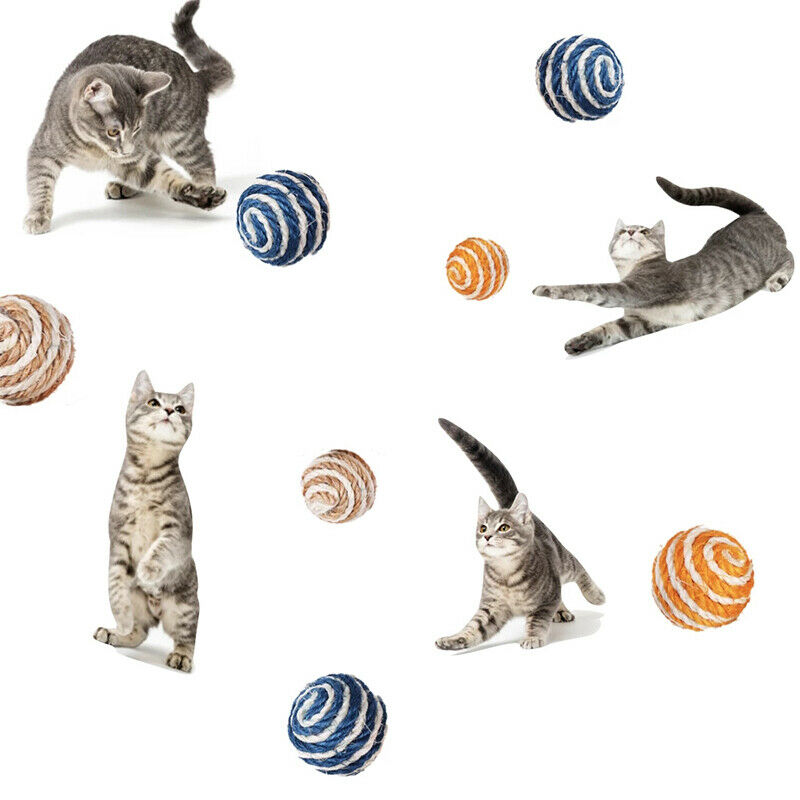 Cat Toys Bell Ball Woven Sisal Rope Weave Play Soft Chewing Rattle Catch .l8