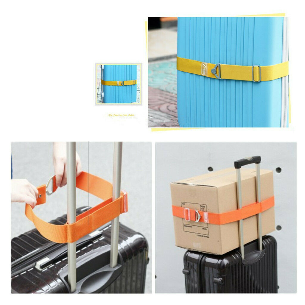 Adjustable Travel Luggage Thick Belt Packing Cross Strap Baggage Tie Yellow